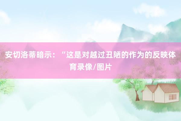 安切洛蒂暗示：“这是对越过丑陋的作为的反映体育录像/图片